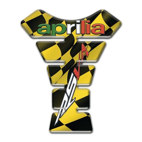 Aprilia Tank Pad Motorbike Yellow Black Flag Design RSV4 logo 