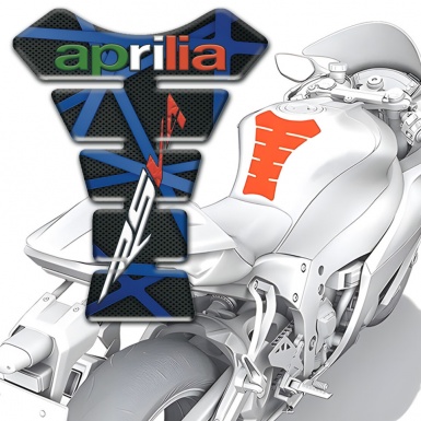 Aprilia Tank Protector Black with Blue Patterns Design RSV4 logo 