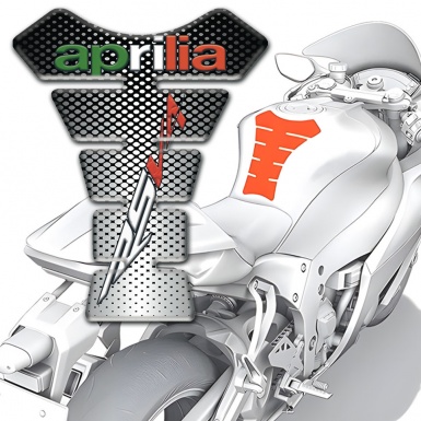 Aprilia Tank Guard Pads Silver Black Design RSV4 Style