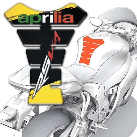 Aprilia Tank Guard Pads |Yellow Black Paintind Design RSV4 Logo