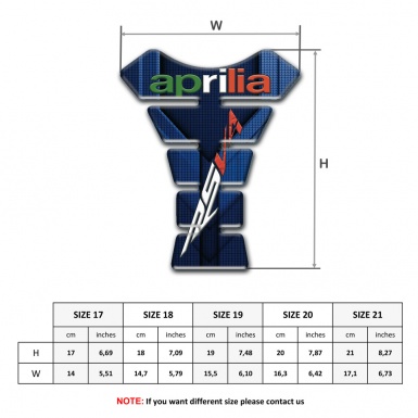 Aprilia Tank Pad Protector Blue Parts Design RSV4 Model 