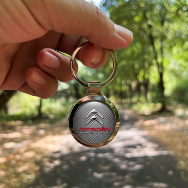 Citroen Racing Metal Key Ring Dark Carbon Chrome Logo Edition