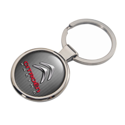 Citroen Racing Metal Key Ring Dark Carbon Chrome Logo Edition