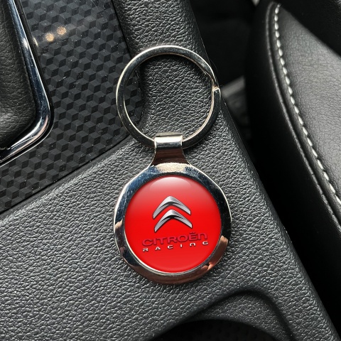Citroen Racing Key Fob Metal Red Chrome Logo Edition