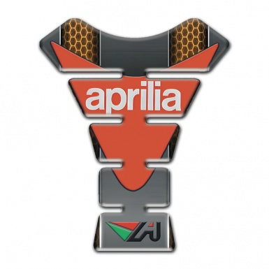 Aprilia Tank Guard Pads Gray with Copper Motive Base Orange Loog Print 