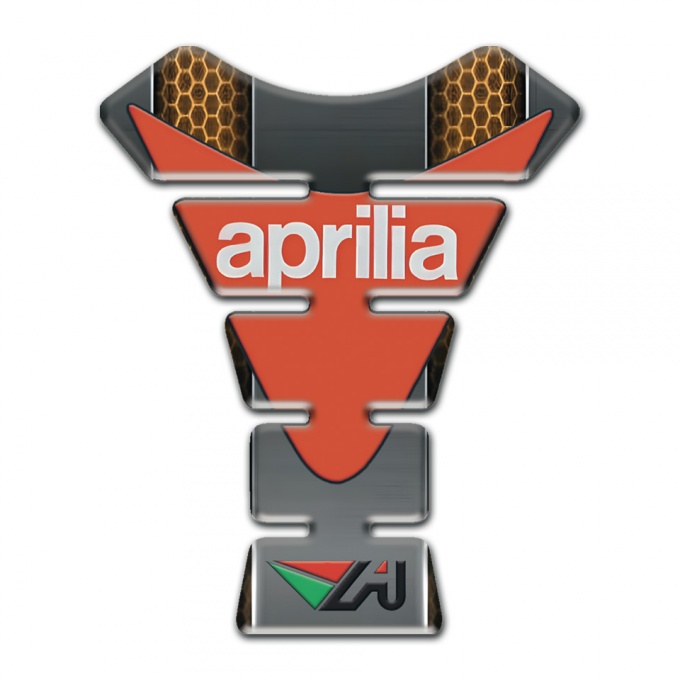 Aprilia Tank Guard Pads Gray with Copper Motive Base Orange Loog Print 