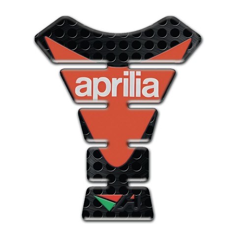 Aprilia Tank Protector Perforated Black Base Orange print Logo 