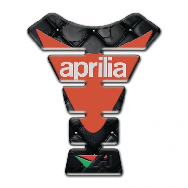 Aprilia Tank Guard Pads Black Leather Base Orange Logo 