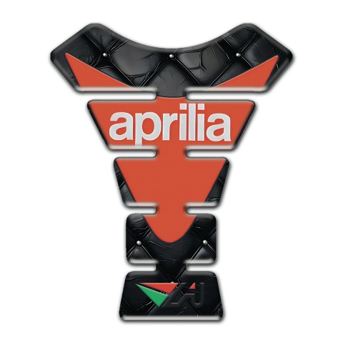 Aprilia Tank Guard Pads Black Leather Base Orange Logo 