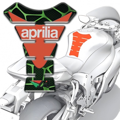 Aprilia Tank Protector Black with Green Patterns Base Modern Logo 