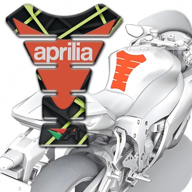 Aprilia Tank Pad Motorbike Green Lines Decoration Orange Logo