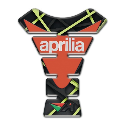 Aprilia Tank Pad Motorbike Green Lines Decoration Orange Logo