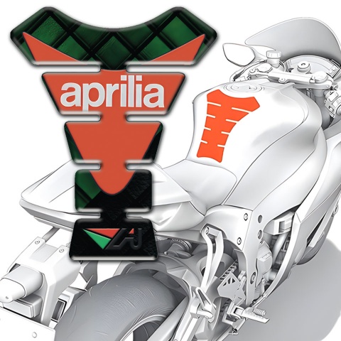 Aprilia Tank Pad Protector Green Parts Background Modern Logo Style 