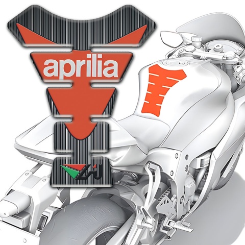 Aprilia Tank Pad Motorbike Stripes Design Orange Logo Print 