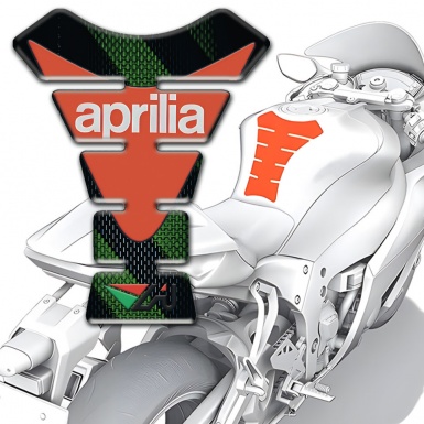 Aprilia Tank Pad Motorbike Black Green Decoration Orange Logo 