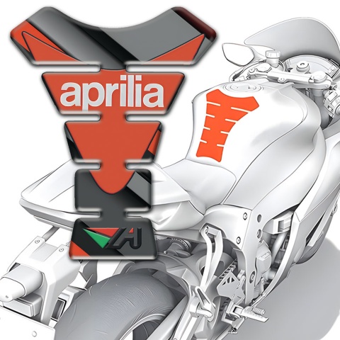 Aprilia Tank Pad Motorbike Stylish Gray Orange Print 
