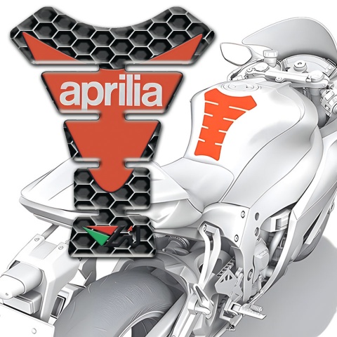 Aprilia Tank Fuse Honeycomb Base Orange Logo Print 