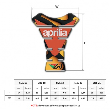 Aprilia Tank Pad Protector Yellow Black Print Orange Logo 