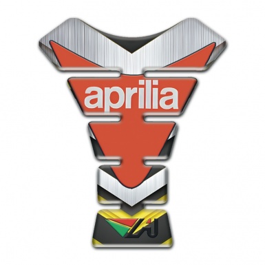 Aprilia Tank Pad Motorbike Silver Yelllow Model with Orange Plate Logo 