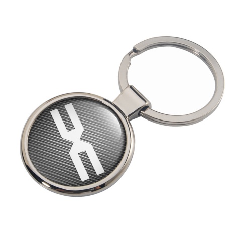 Dacia Metal Key Ring Dark Carbon White Logo Design