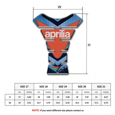 Aprilia Tank Guard Pads Blue Base Orange Logo Plate 