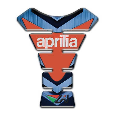 Aprilia Tank Guard Pads Blue Base Orange Logo Plate 