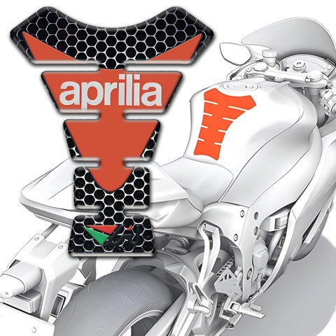 Aprilia Tank Protector Orange Plate Logo and Perforated Steel Base 