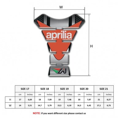 Aprilia Tank Protector Metal Panel Effect Orange Logo 