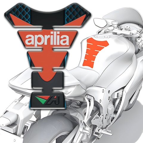Aprilia Tank Guard Pads Neon Mesh Base Orange Plate Logo 