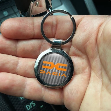 Dacia Key Holder Metal Dark Carbon Orange Logo Design
