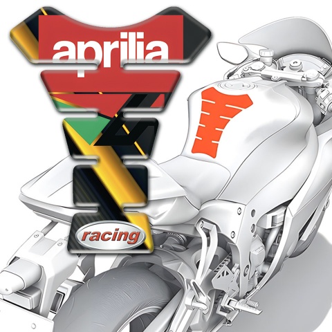 Aprilia Tank Pad Motorbike Diagonal Yellow Band base Racing Style 