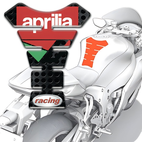 Aprilia Tank Guard Pads Perforated Dark Base Racing Style 