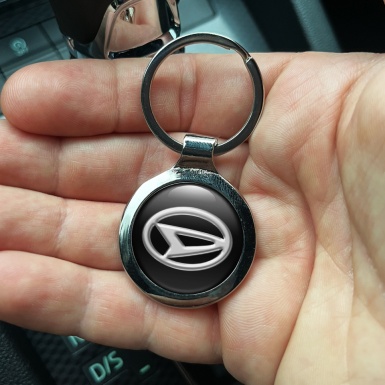 Daihatsu Key Fob Metal Black Light Grey Oval Logo Edition