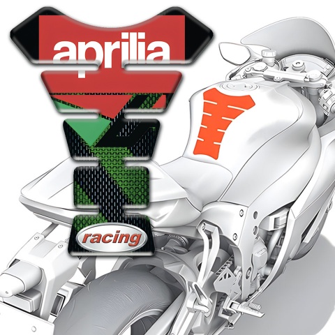 Aprilia Tank Pad Protector Black Green Bands Design with Racing Logo 