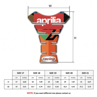 Aprilia Tank Pad Protector Orange Print Racing Style 