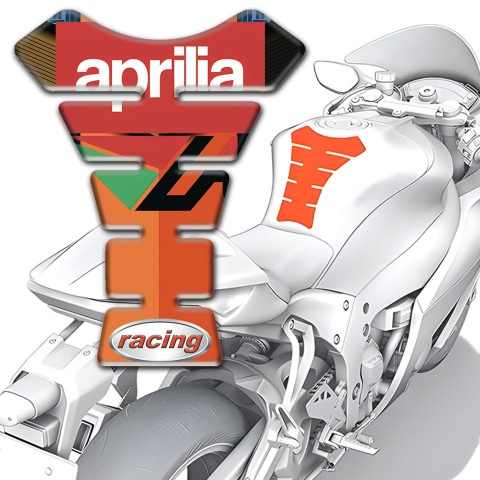Aprilia Tank Pad Protector Orange Print Racing Style 
