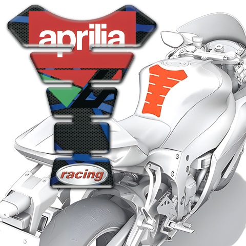 Aprilia Tank Fuse Black with Blue Patterns Base Racing Logo 