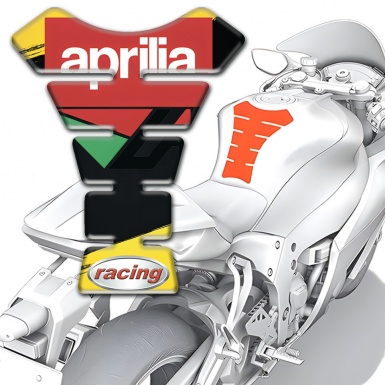 Aprilia Tank Pad Motorbike Yelolow Black Print Racing Logo