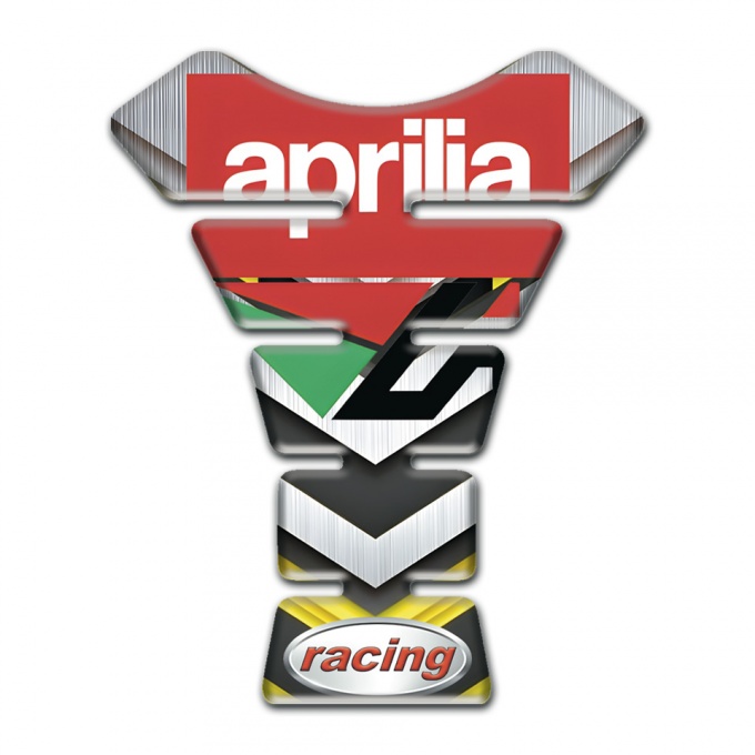 Aprilia Tank Pad Motorbike Silver Yellow Print Racing logo