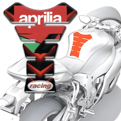 Aprilia Tank Protector Black with Red V Shape Details and Racing Logo 