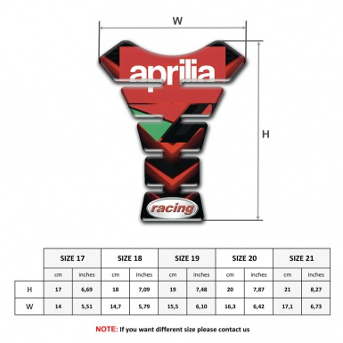 Aprilia Tank Protector Black with Red V Shape Details and Racing Logo 