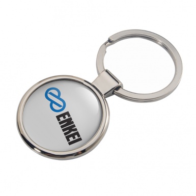 Enkei Key Fob Metal Light Grey Black Blue Logo Design