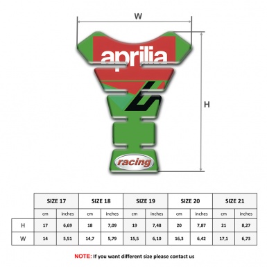 Aprilia Tank Pad Motorbike Green Base Red White Logo 
