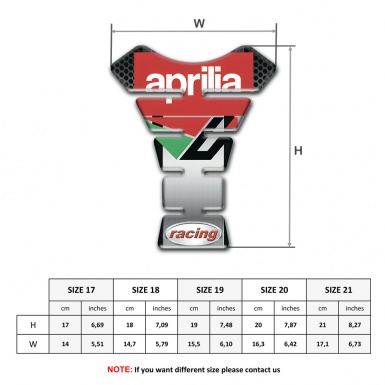 Aprilia Anti Slip Sticker Tank Fuse Gray Panel Red White Logo 