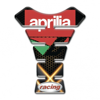Aprilia Tank Pad Protector Orange Crossed Lights Design Racing Style 