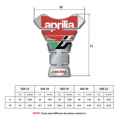 Aprilia Tank Guard Pads Silver Base REd White Logo 