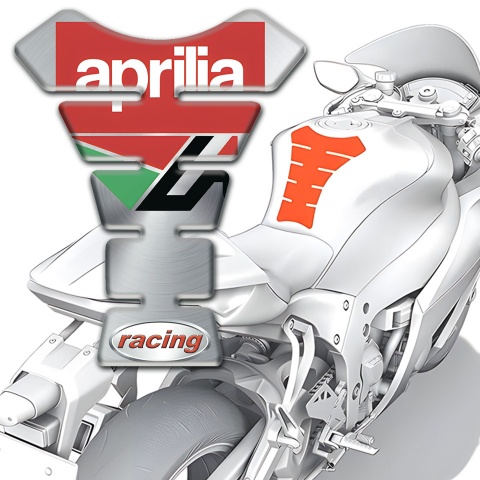 Aprilia Tank Guard Pads Silver Base REd White Logo 