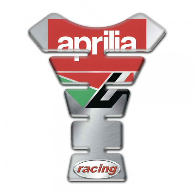 Aprilia Tank Guard Pads Silver Base REd White Logo 