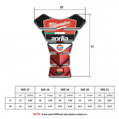 Aprilia Tank Protector Red 3D Design Base Milwaukee Logo 