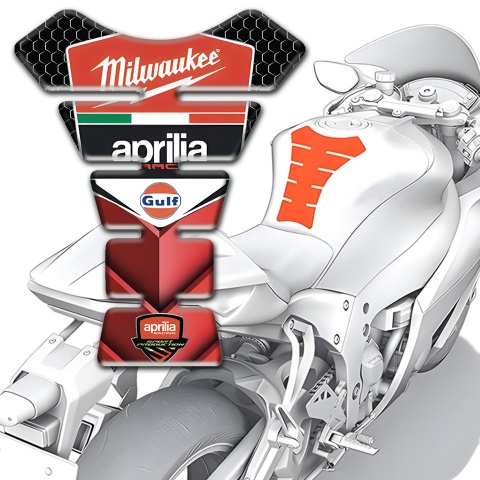 Aprilia Tank Protector Red 3D Design Base Milwaukee Logo 